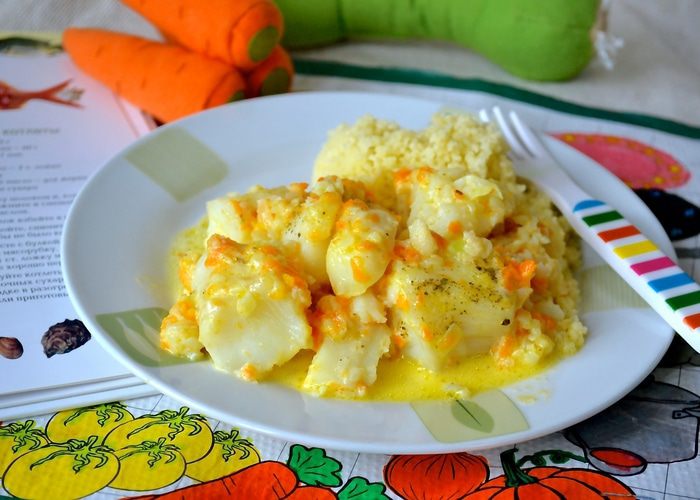 Рыба, тушенная с овощами