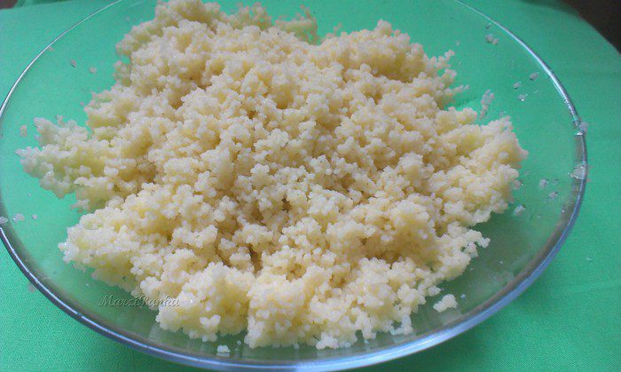 Кус-кус с паниром, овощами wok и ростками маша