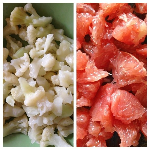 Салат с цветной капустой, грейпфрутом и фундуком