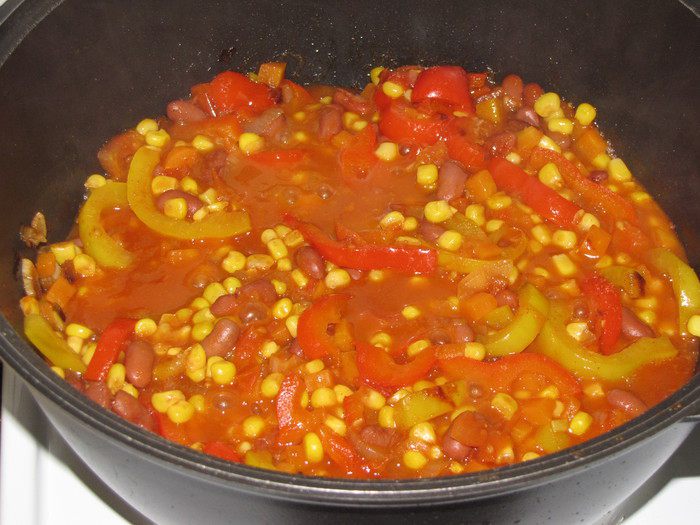 Рагу из куриных сердечек в мексиканском стиле