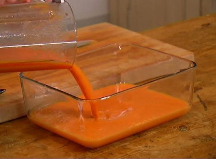 Гранита из манго, персиков и апельсинов