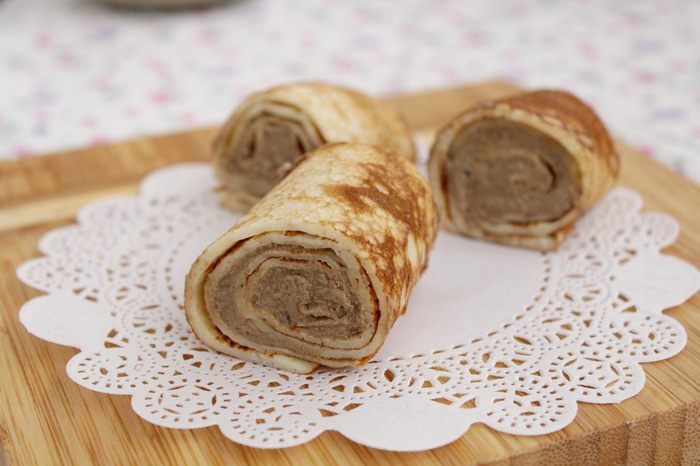Блины с  муссом из утиной печени