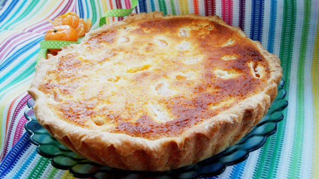 Пирог с мандаринами и йогуртовой заливкой на рубленом тесте