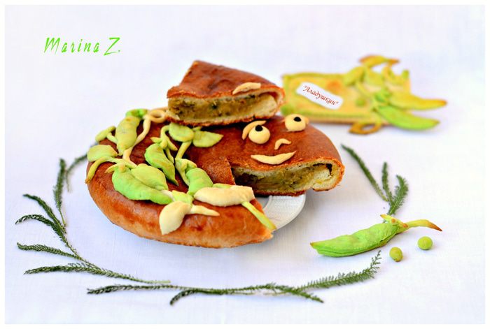 Пирог с нутом, зеленым горохом и зеленью