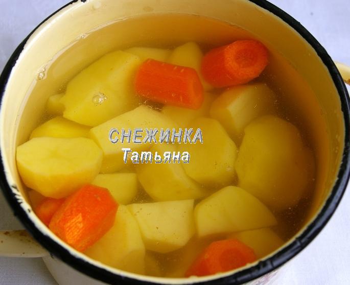 «Весенний букет» из картофельных крокетов на сливочно-морковной «подушке» 