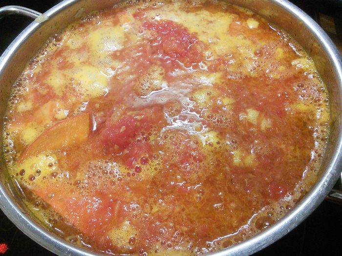 Тыквенный суп-пюре с бататом и шампиньонами 