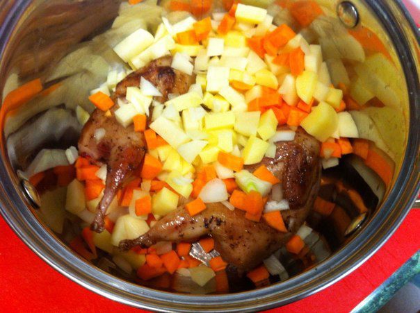 Овощной супчик с перепелкой