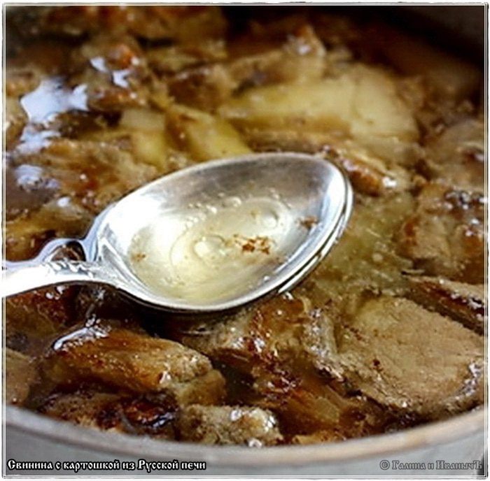 Свинина с картошкой из русской печи