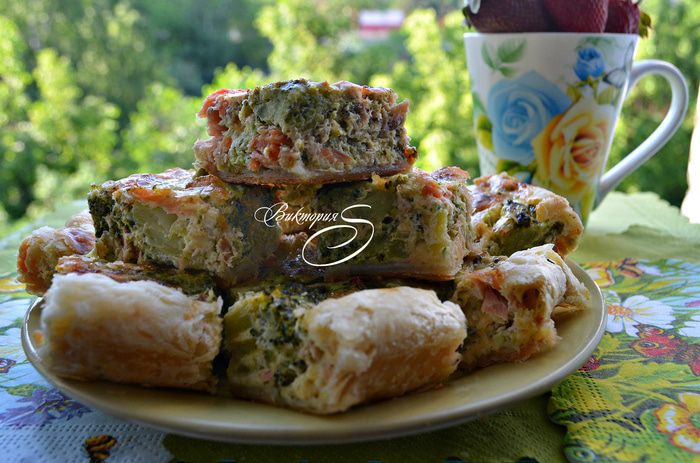Пирог с брокколи и горбушей
