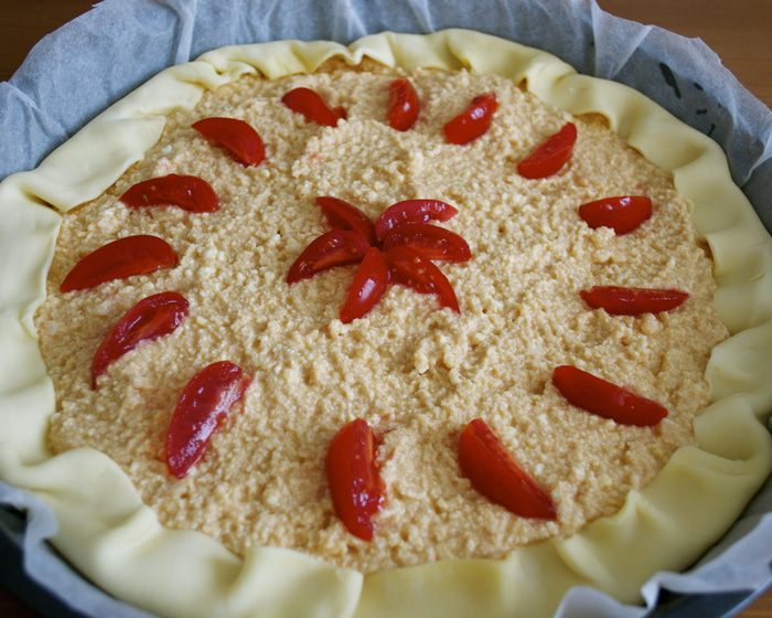 Закусочной пирог с рикоттой и соусом песто (Torta di ricotta e pesto) 