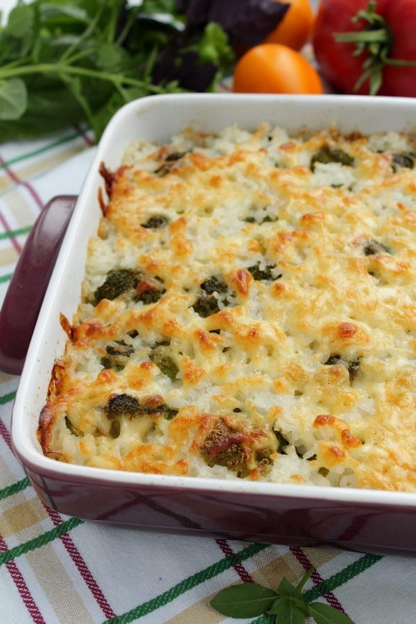 Запеканка с брокколи и рисом