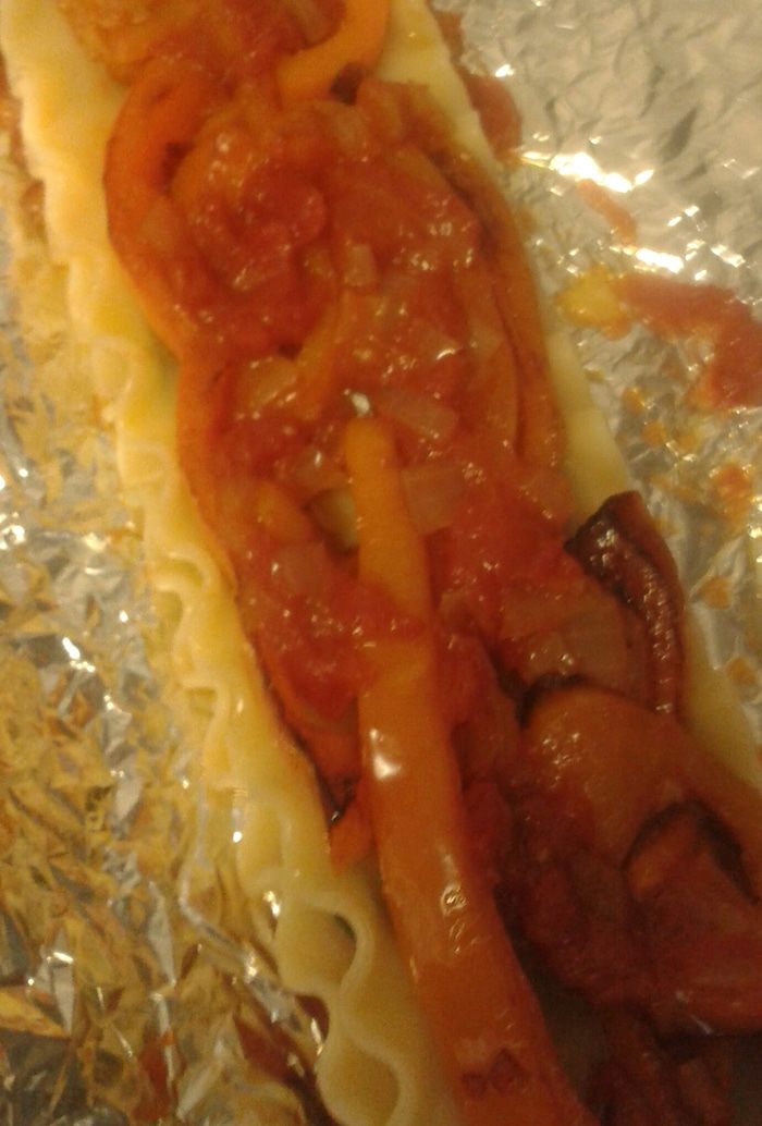 Лазанья с кабачками, шпинатом и сладким перцем