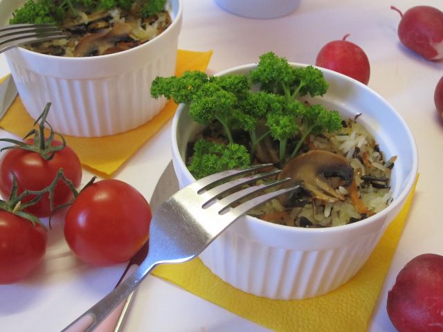 Запеканка из рисового микса с овощами