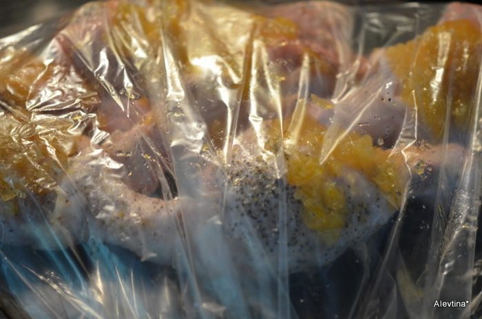 Курица с овощами в пакете