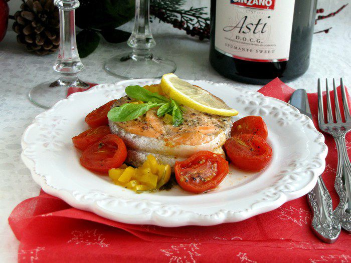 Форель с шампанским в конверте