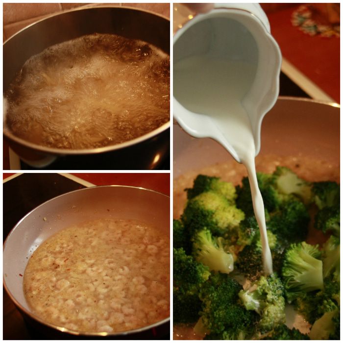 Паста с брокколи и креветками