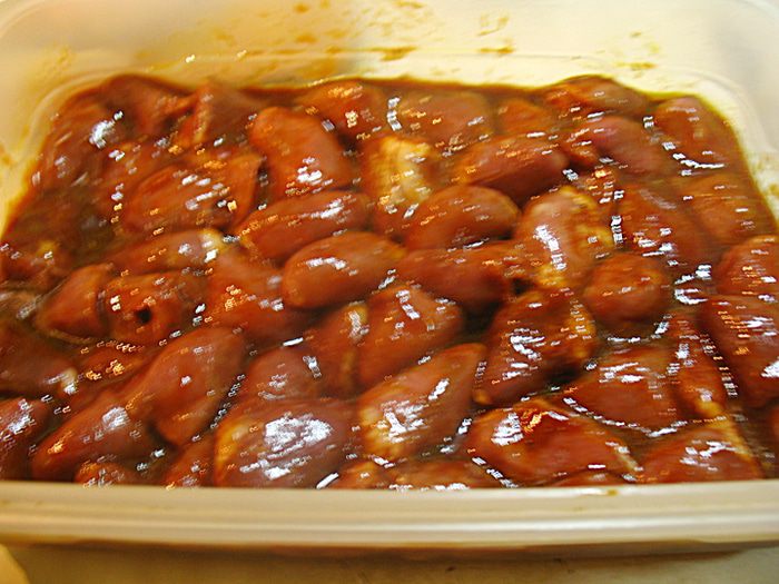 Шашлык из куриных сердечек