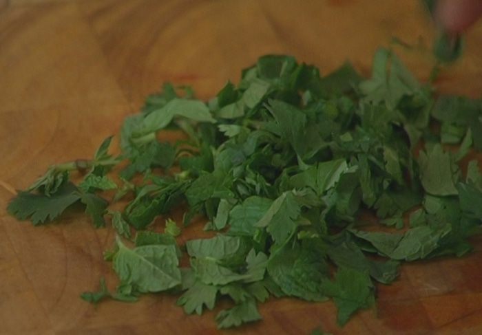 Рис с баклажаном, фетой и гранатом