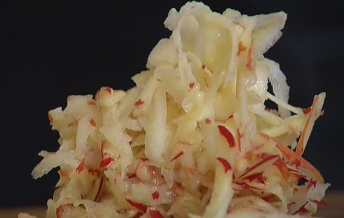 Оладьи с яблоками и яблочной карамелью 