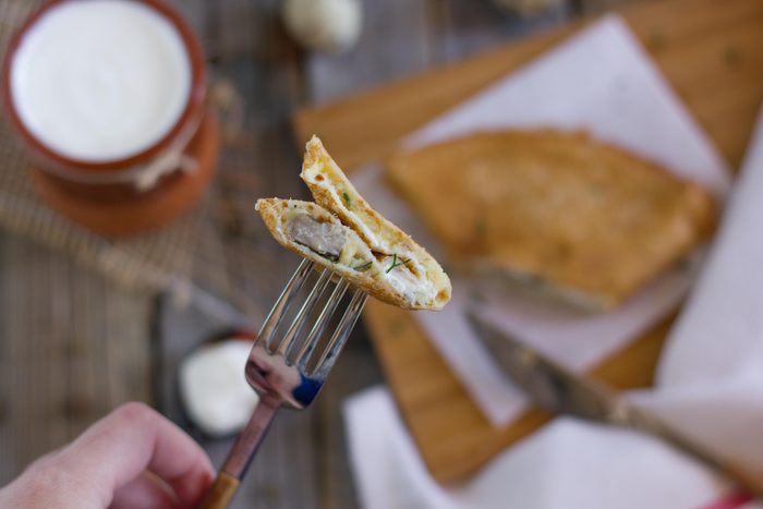 Блины с белыми грибами и картофелем