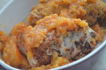 Крученики из свинины с хурмой 