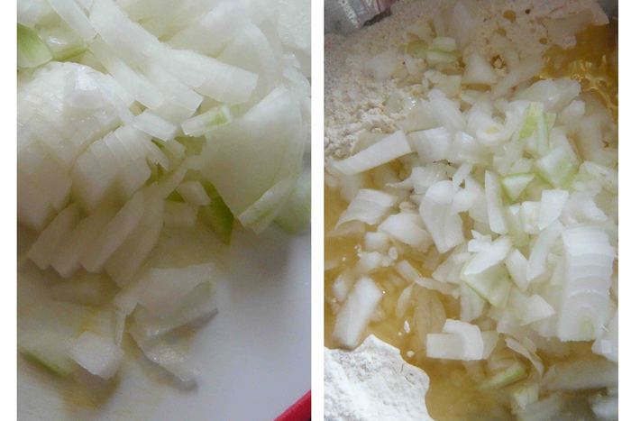 Пшенично-ржаные лепешки с луком
