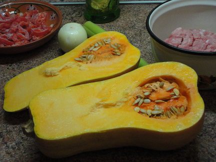 Тыквенная лодочка с мясом