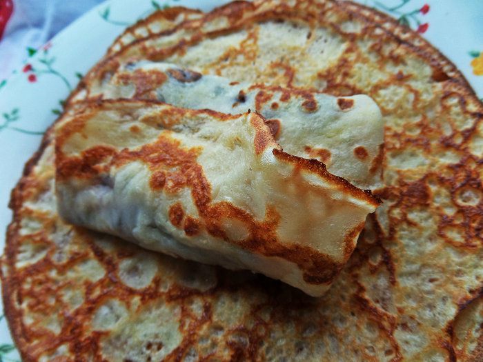 Блины с хурмой и шоколадом