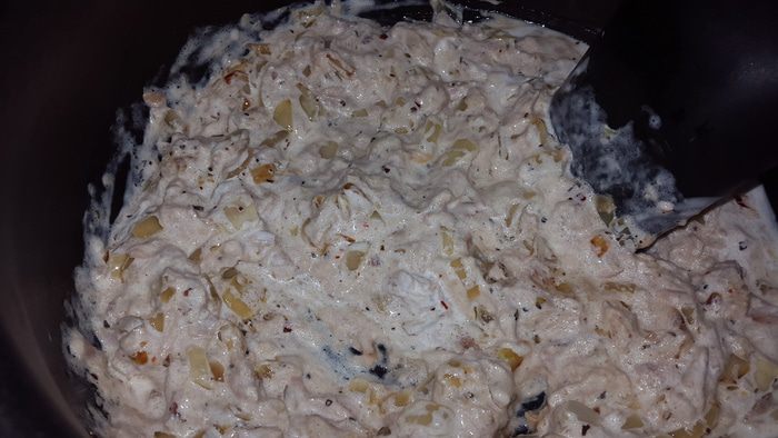 Цветная паста с тунцом в сливочном соусе