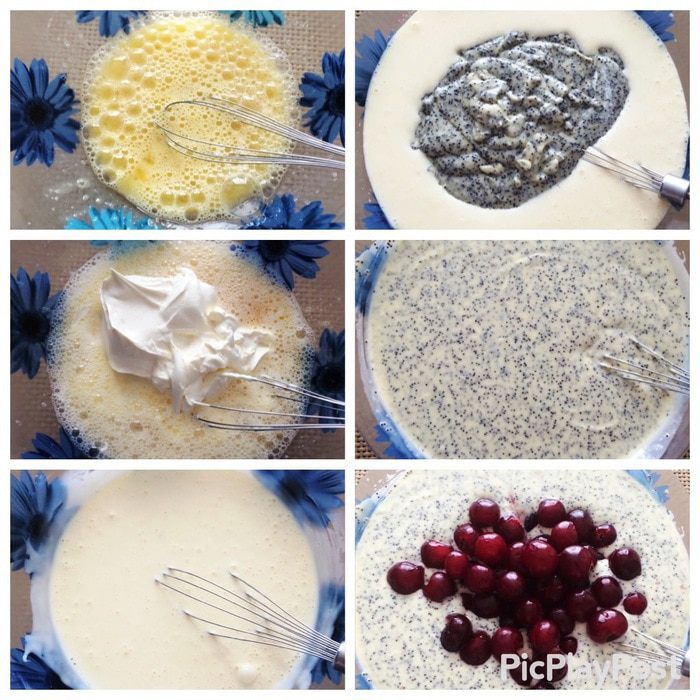 Сметанный пирог с маком и вишней
