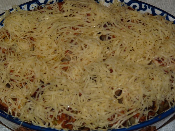 Ленивый отрывной пирог из лаваша с брынзой и тыквой