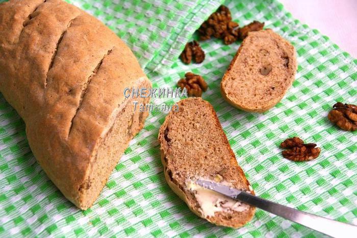 Ароматный хлебец на кефире с грецкими орехами