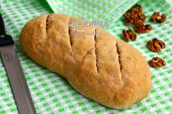 Ароматный хлебец на кефире с грецкими орехами