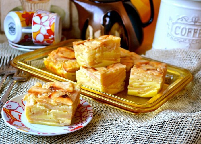 Яблочно-молочные квадратики