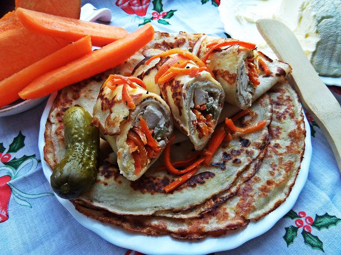 Блинчики с курицей и маскарпоне