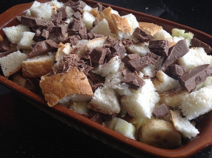 Хлебный яблочно-банановый пудинг