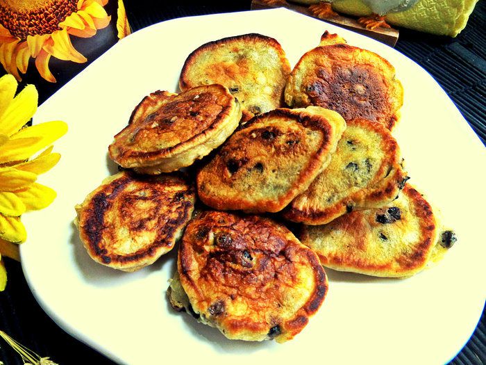 Оладьи с черникой и шоколадом