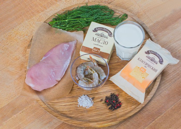 Куриная грудка, фаршированная креветками и сыром