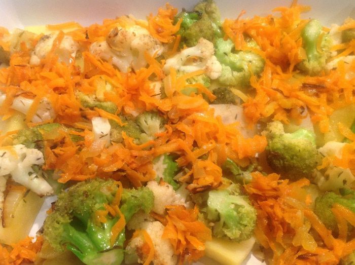 Гратен с цветной капустой и брокколи