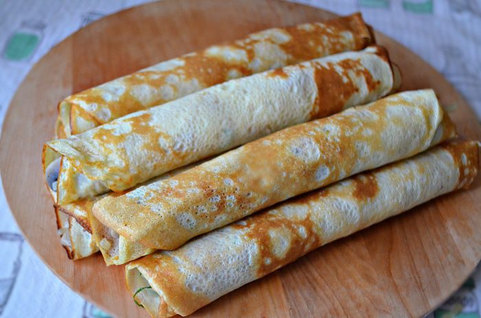 Блинная запеканка с шампиньонами